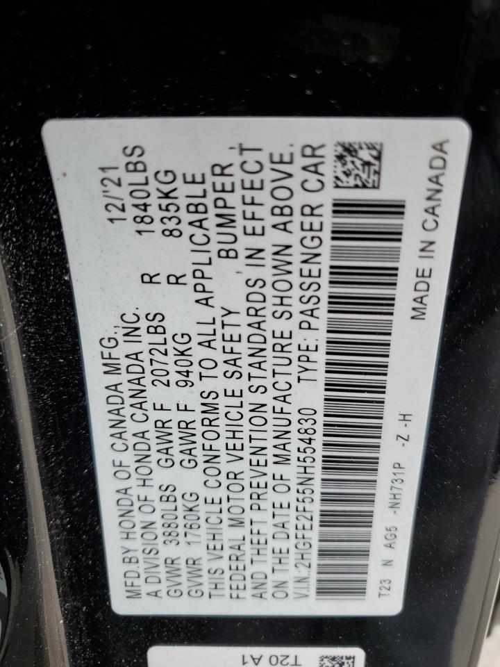 Lot #3302890953 2022 HONDA CIVIC SPOR