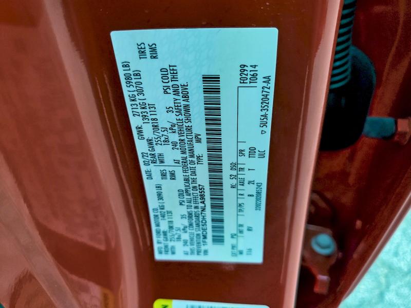 2022 FORD BRONCO BAS #3296278460