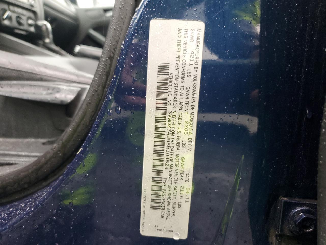 Lot #3305315314 2011 VOLKSWAGEN JETTA SE