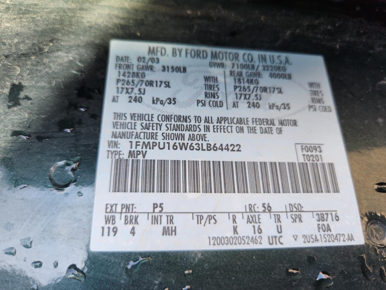 Lot #3284381099 2003 FORD EXPEDITION