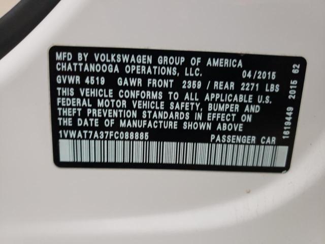 2015 VOLKSWAGEN PASSAT S - 1VWAT7A37FC088885