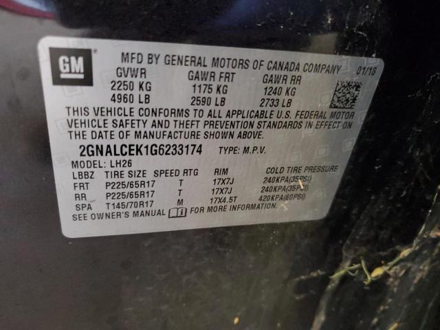 2016 Chevrolet Equinox Lt VIN: 2GNALCEK1G6233174 Lot: 78353123