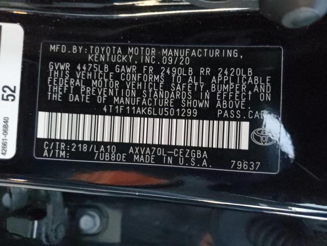 4T1F11AK6LU501299 | 2020 Toyota camry xle