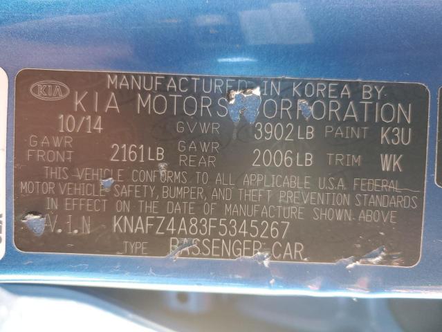 KNAFZ4A83F5345267 | 2015 KIA FORTE EX