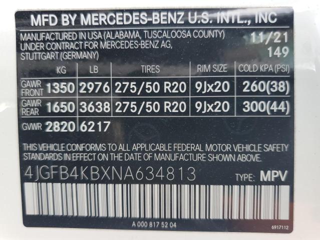 4JGFB4KBXNA634813 | 2022 MERCEDES-BENZ GLE 350 4M