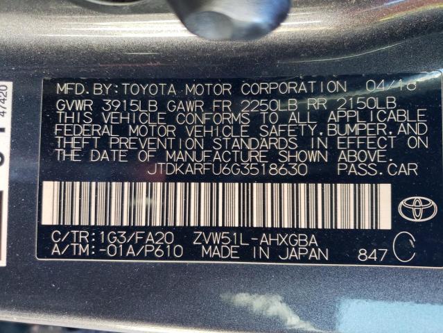 JTDKARFU6G3518630 | 2016 TOYOTA PRIUS