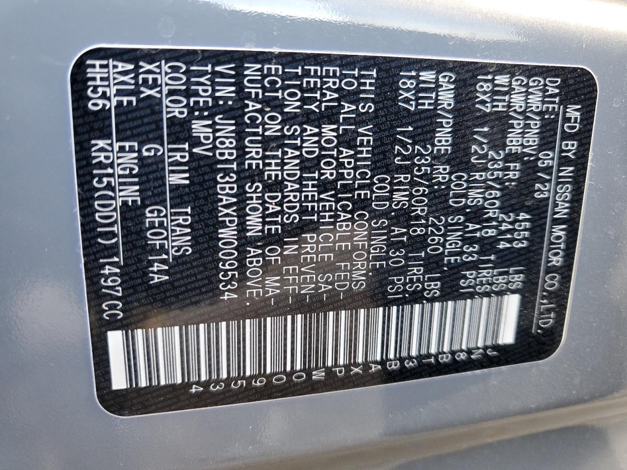 JN8BT3BAXPW009534 NISSAN ROGUE 2023