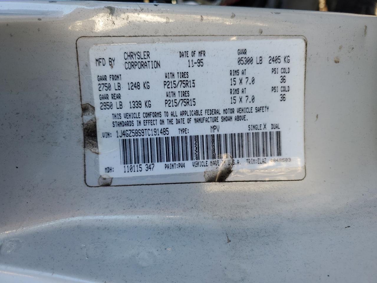 1J4GZ58S9TC191485 1996 Jeep Grand Cherokee Laredo