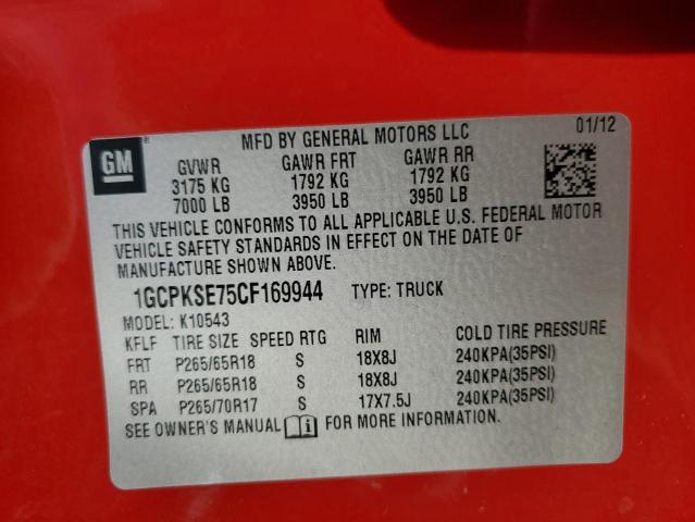 Image 12 of 2012 Chevrolet Silverado salvage vehicle - Lot #79752193 at Copart