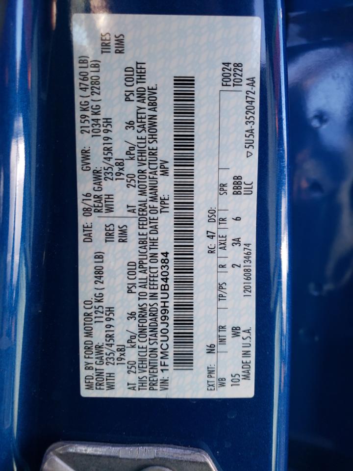 1FMCU0J99HUB40384 FORD ESCAPE 2017