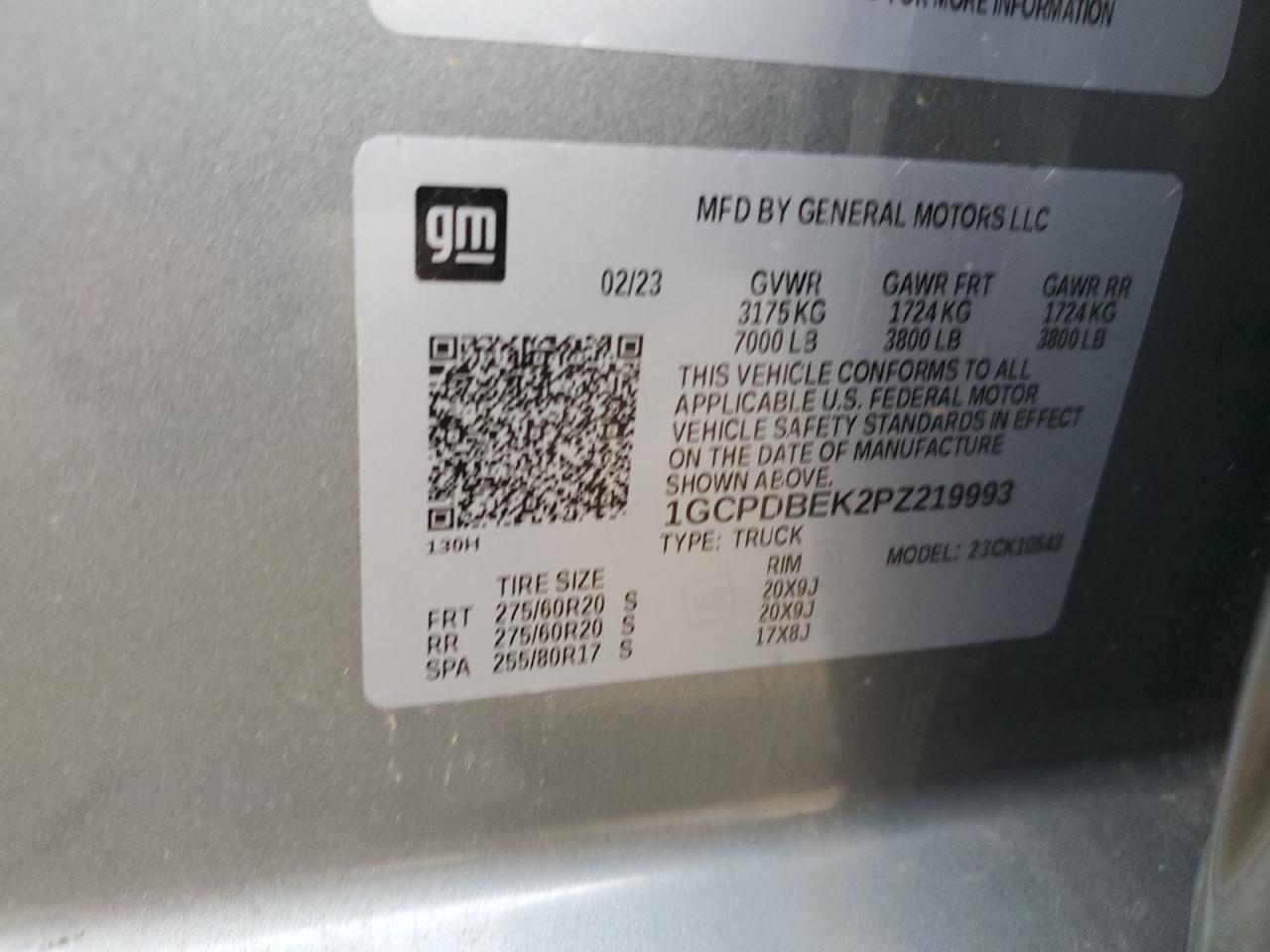 1GCPDBEK2PZ219993 CHEVROLET ALL Models 2023