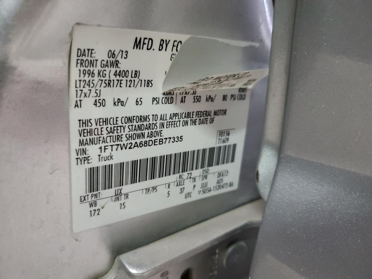 1FT7W2A68DEB77335 2013 Ford F250 Super Duty