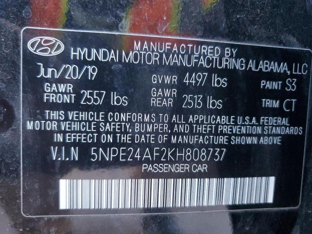 VIN 5NPE24AF2KH808737 2019 Hyundai Sonata, SE no.12