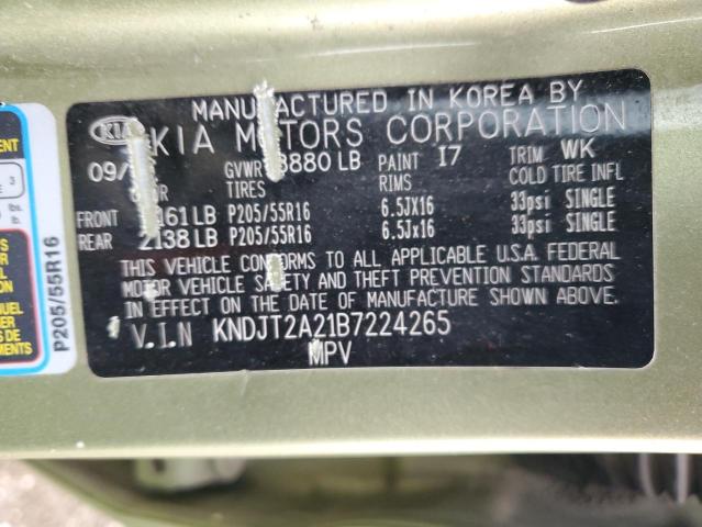 2011 Kia Soul + VIN: KNDJT2A21B7224265 Lot: 78683333