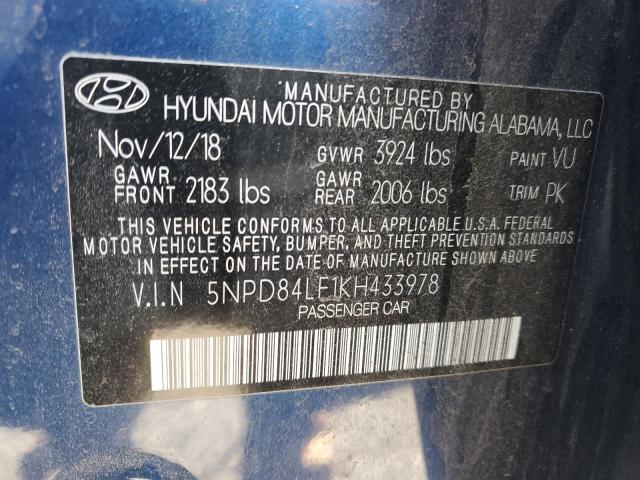 5NPD84LF1KH433978 | 2019 HYUNDAI ELANTRA SE