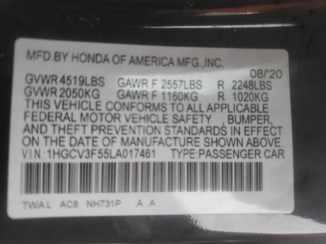 VIN 1HGCV3F55LA017461 2020 Honda Accord, Hybrid Exl no.12