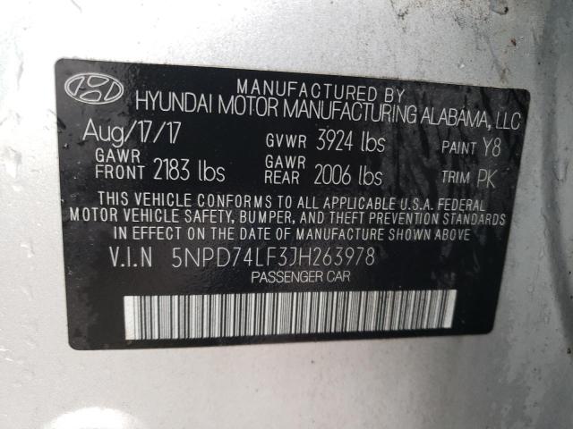 5NPD74LF3JH263978 | 2018 HYUNDAI ELANTRA SE