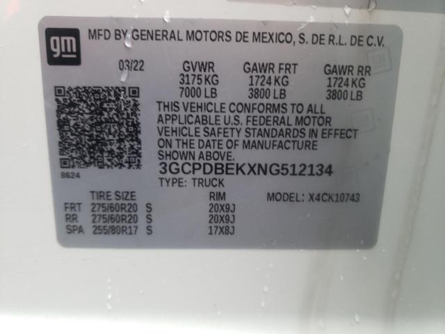 3GCPDBEKXNG512134 | 2022 CHEVROLET SILVERADO