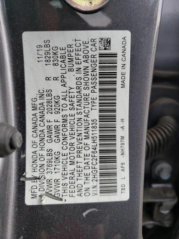 2HGFC2F64LH511835 | 2020 HONDA CIVIC LX