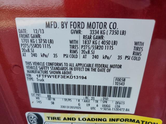 1FTFW1EF3EKD13194 | 2014 FORD F150 SUPER