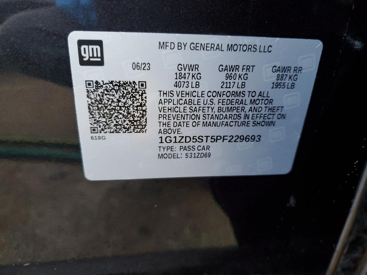 1G1ZD5ST5PF229693 CHEVROLET MALIBU 2023