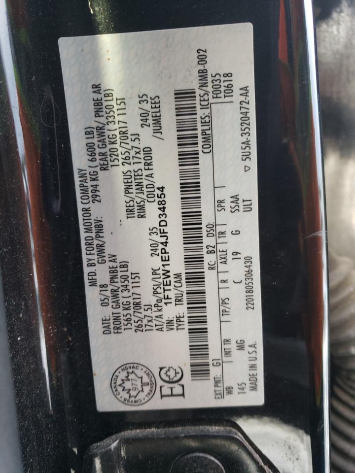 1FTEW1EP4JFD34854 2018 Ford F150 Supercrew