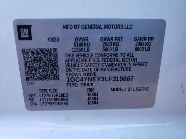 2020 CHEVROLET SILVERADO - 1GC4YNEY3LF319867
