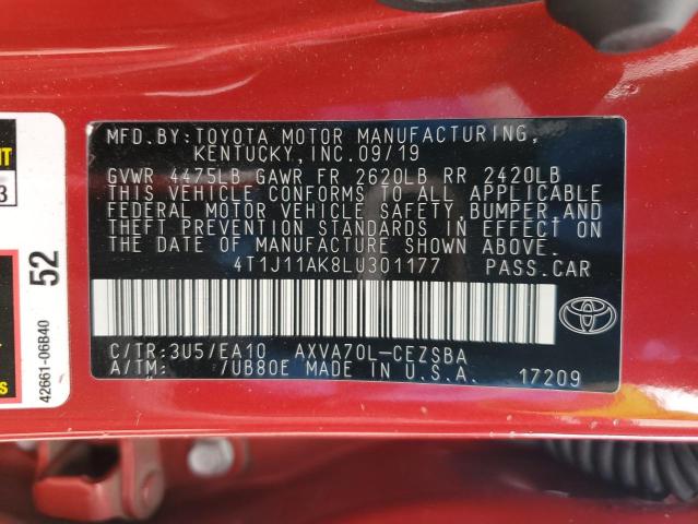 4T1J11AK8LU301177 | 2020 TOYOTA CAMRY SE