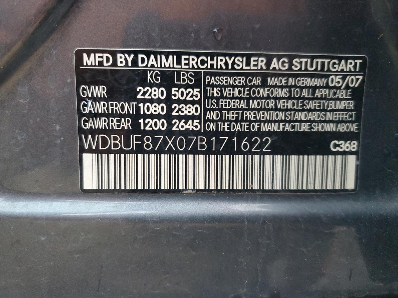 WDBUF87X07B171622 2007 Mercedes-Benz E 350 4Matic