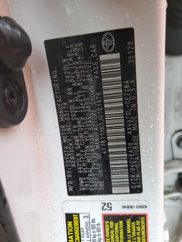 4T1B11HK5JU101476 TOYOTA CAMRY 2018