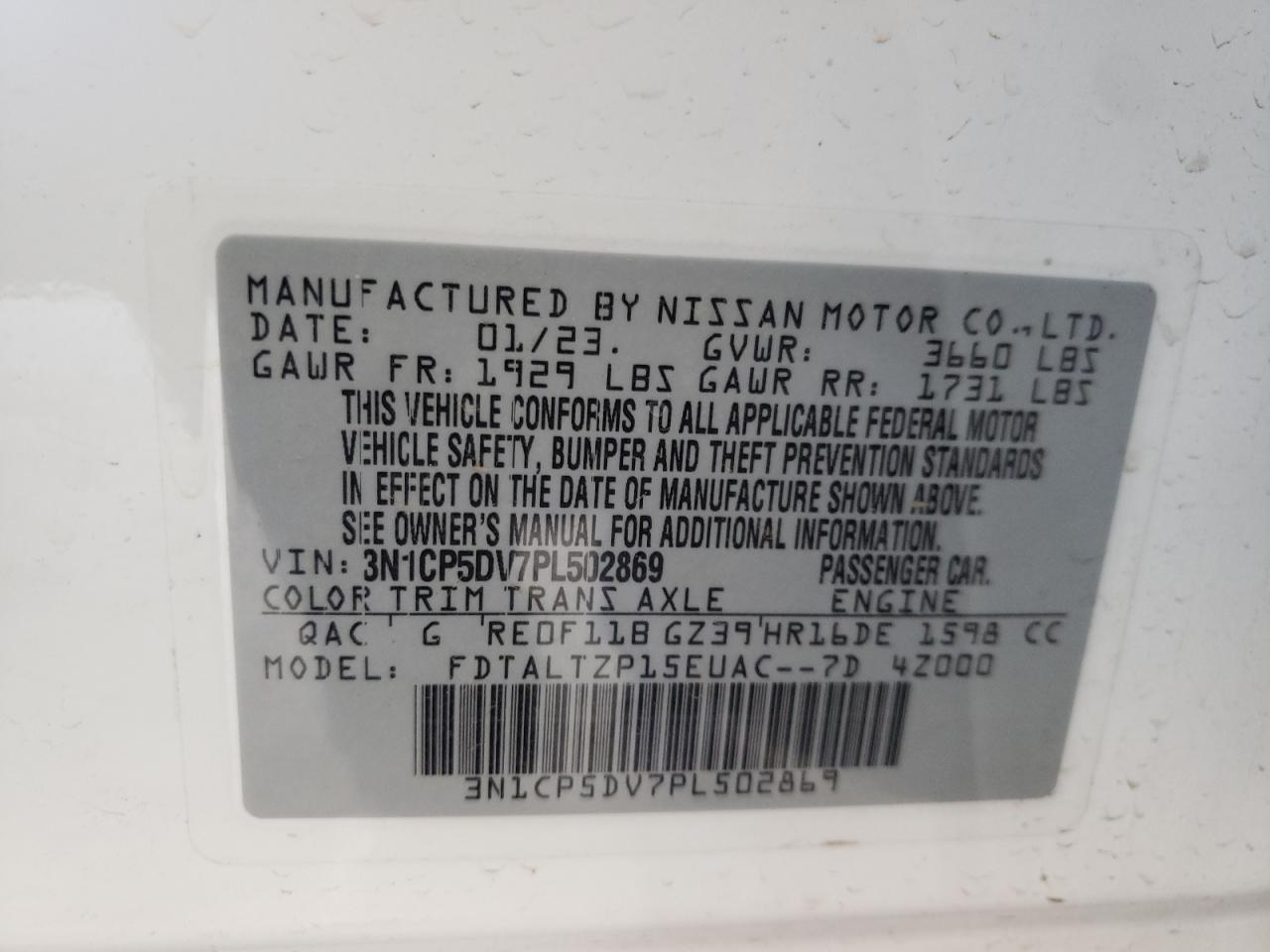 3N1CP5DV7PL502869 NISSAN KICKS 2023