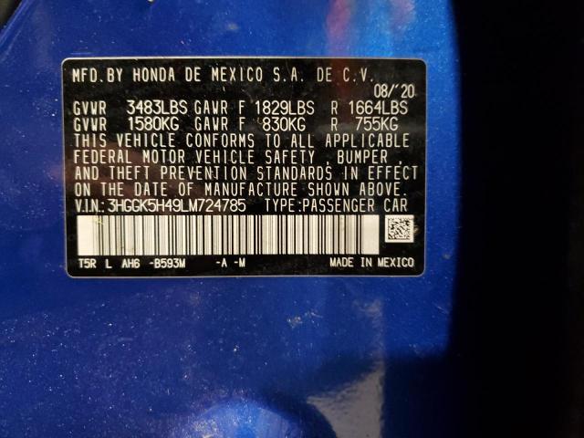 3HGGK5H49LM724785 2020 Honda Fit Lx