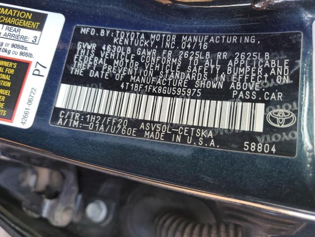 4T1BF1FK8GU595975 TOYOTA CAMRY 2016