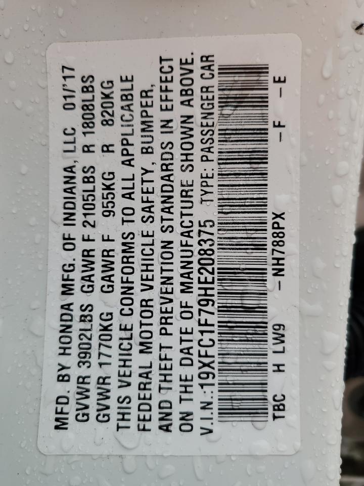 19XFC1F79HE208375 HONDA CIVIC 2017