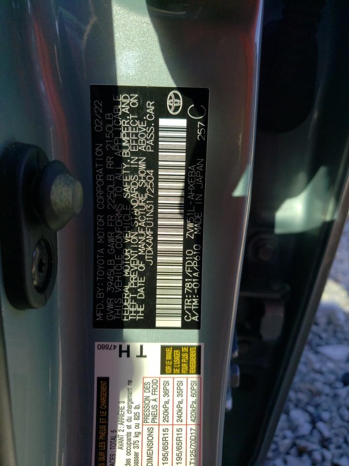 JTDKAMFU1N3172504 TOYOTA PRIUS NIGH 2022