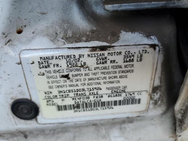 3N1CB51D03L715926 | 2003 Nissan sentra xe