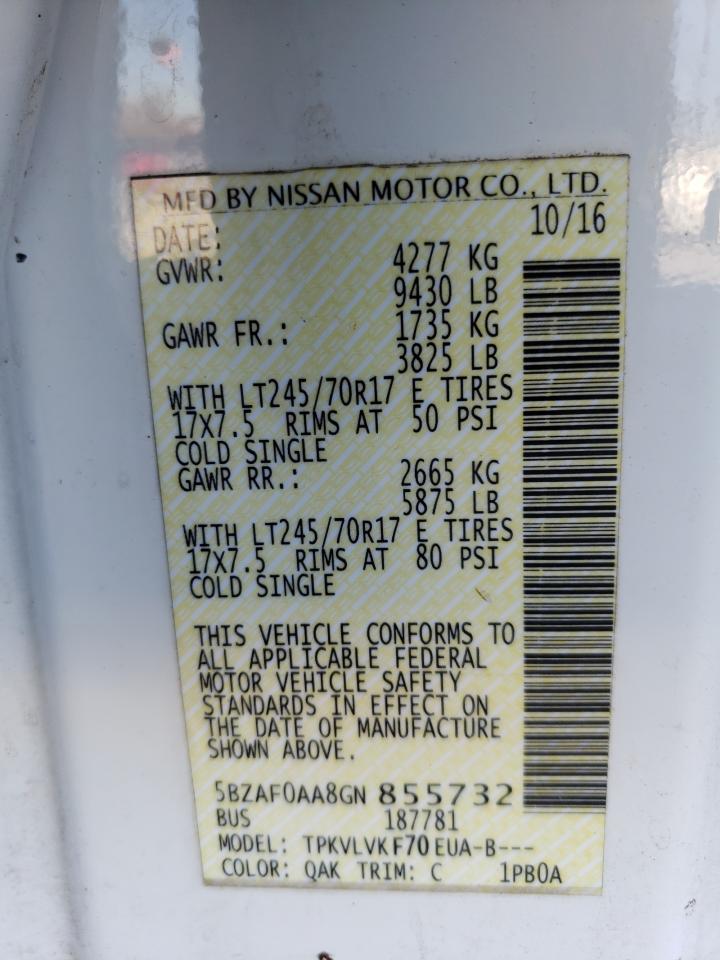 5BZAF0AA8GN855732 NISSAN NV 2016
