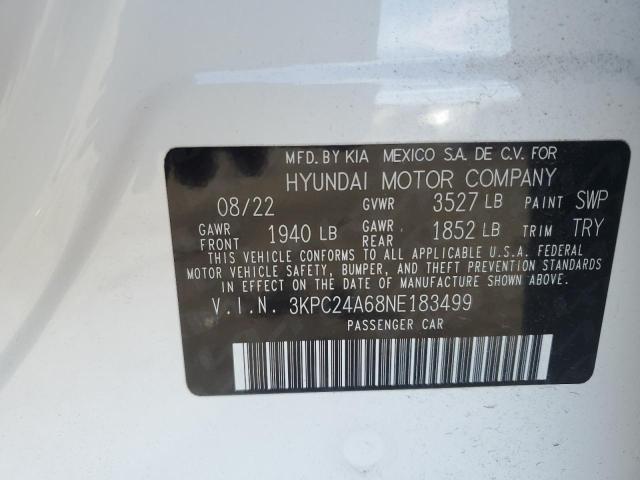 3KPC24A68NE183499 | 2022 HYUNDAI ACCENT SE