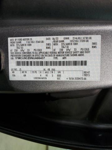 1FMCU9CZ0NUA86437 | 2022 FORD ESCAPE SEL