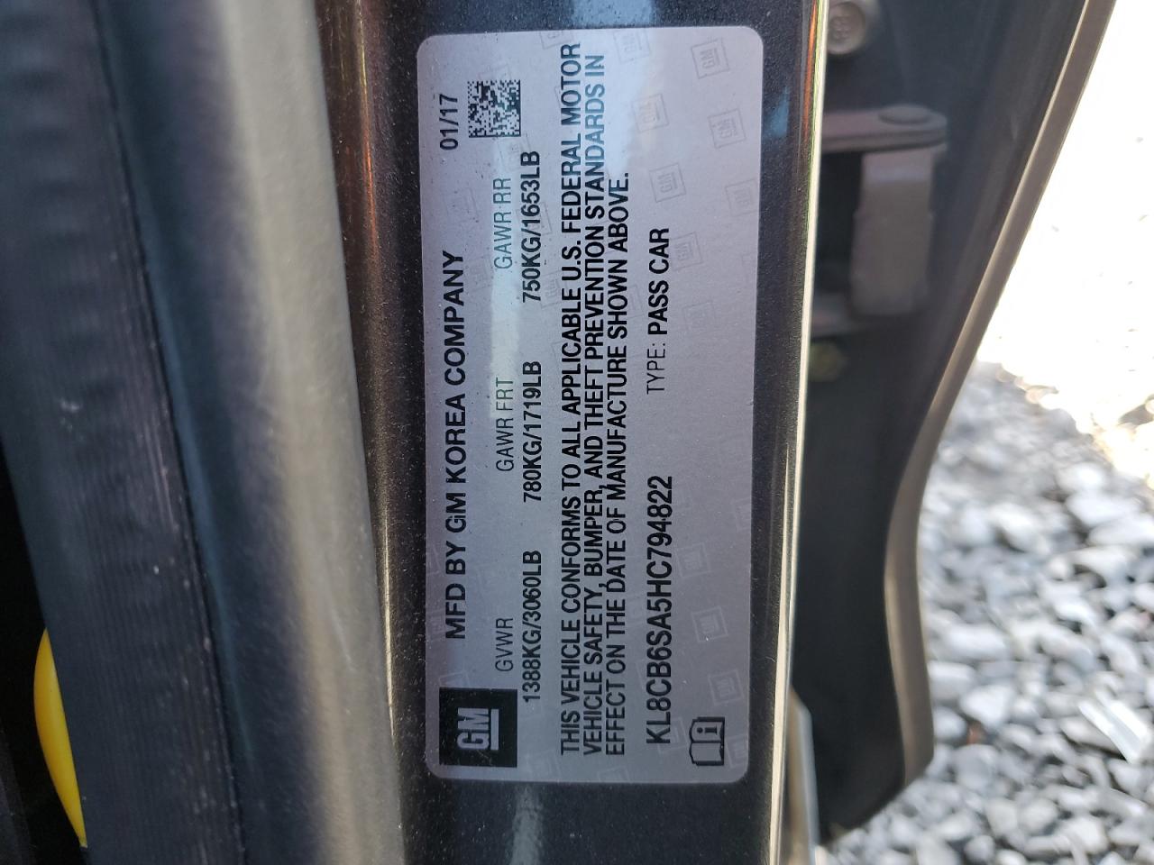 KL8CB6SA5HC794822 CHEVROLET SPARK 2017