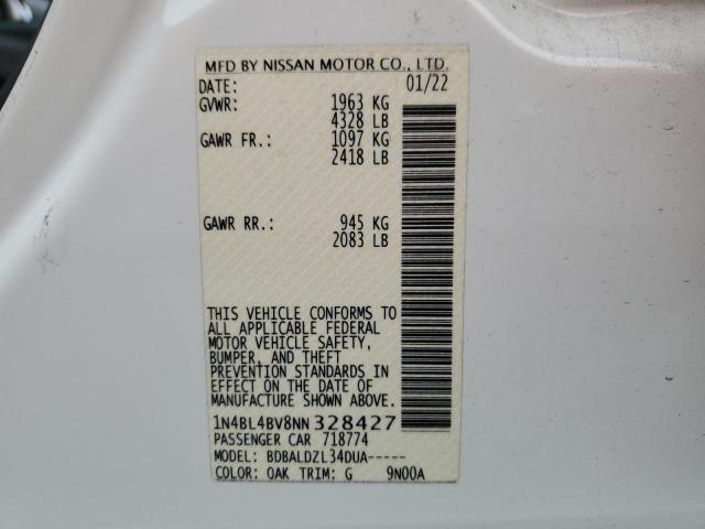 2022 Nissan Altima S VIN: 1N4BL4BV8NN328427 Lot: 80877853