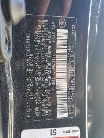 4T1B11HK6KU679152 | 2019 TOYOTA CAMRY L