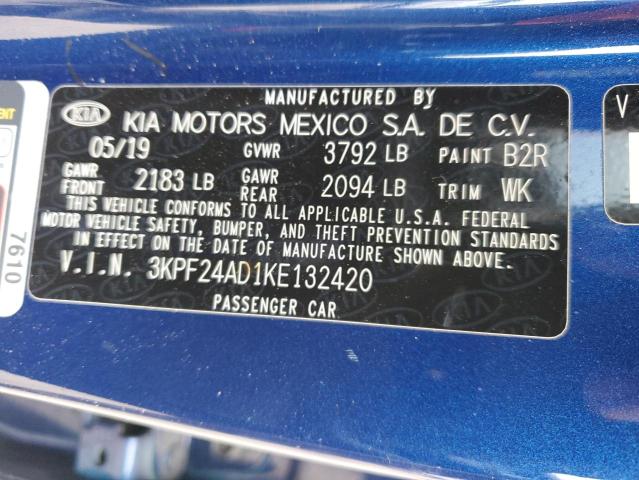 3KPF24AD1KE132420 | 2019 KIA FORTE FE