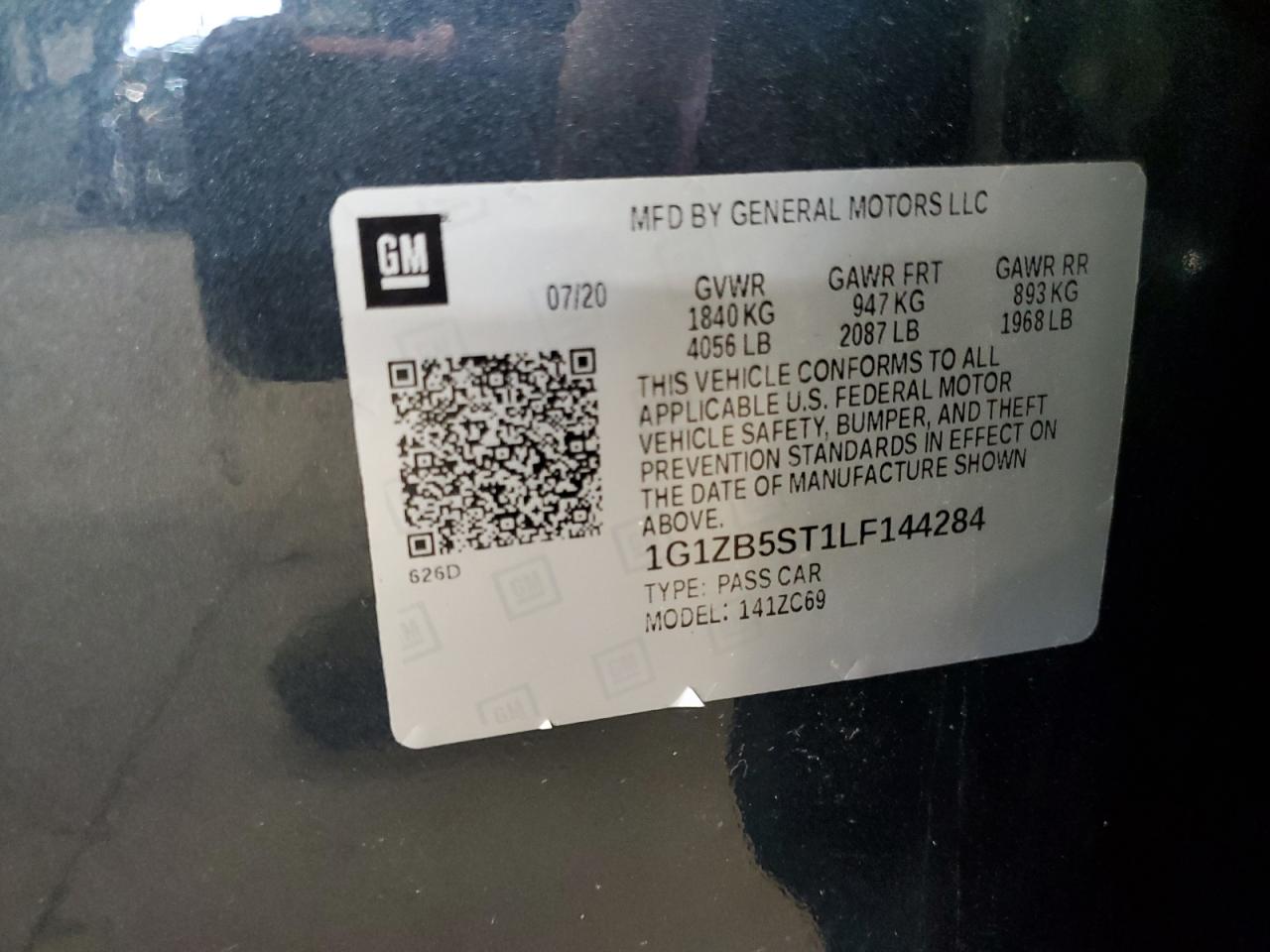 1G1ZB5ST1LF144284 CHEVROLET MALIBU 2020