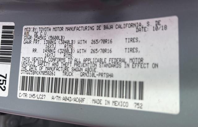 3TMDZ5BN1KM058261 | 2019 TOYOTA TACOMA DOU