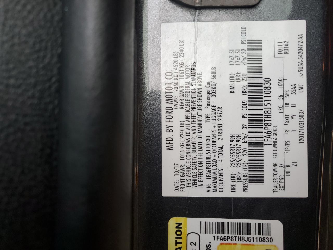 1FA6P8TH8J5110830 FORD ALL Models 2018
