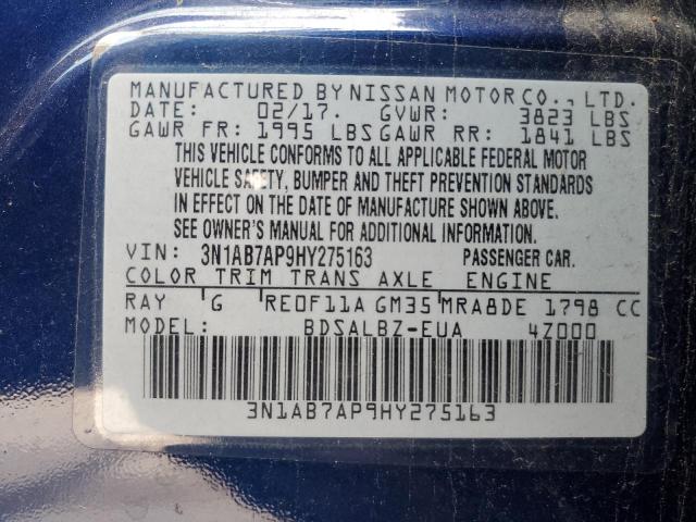 3N1AB7AP9HY275163 | 2017 NISSAN SENTRA S