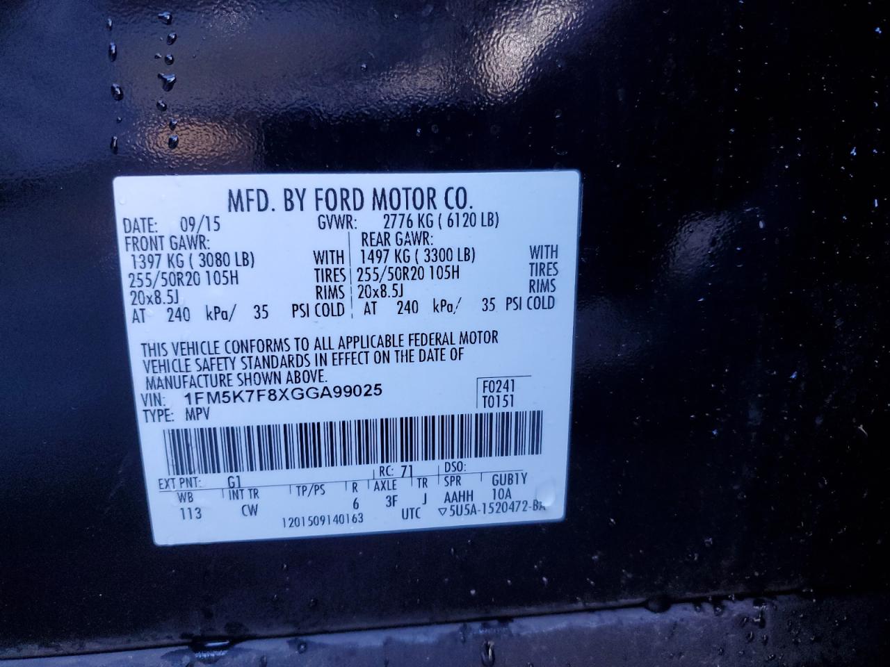 1FM5K7F8XGGA99025 FORD EXPLORER 2016