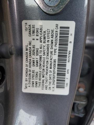 2HGFB2F92FH506585 | 2015 HONDA CIVIC EXL