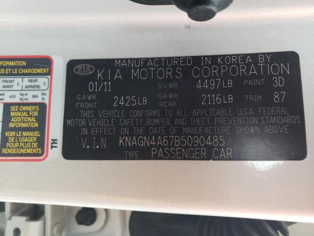 KNAGN4A67B5090485 | 2011 KIA optima ex